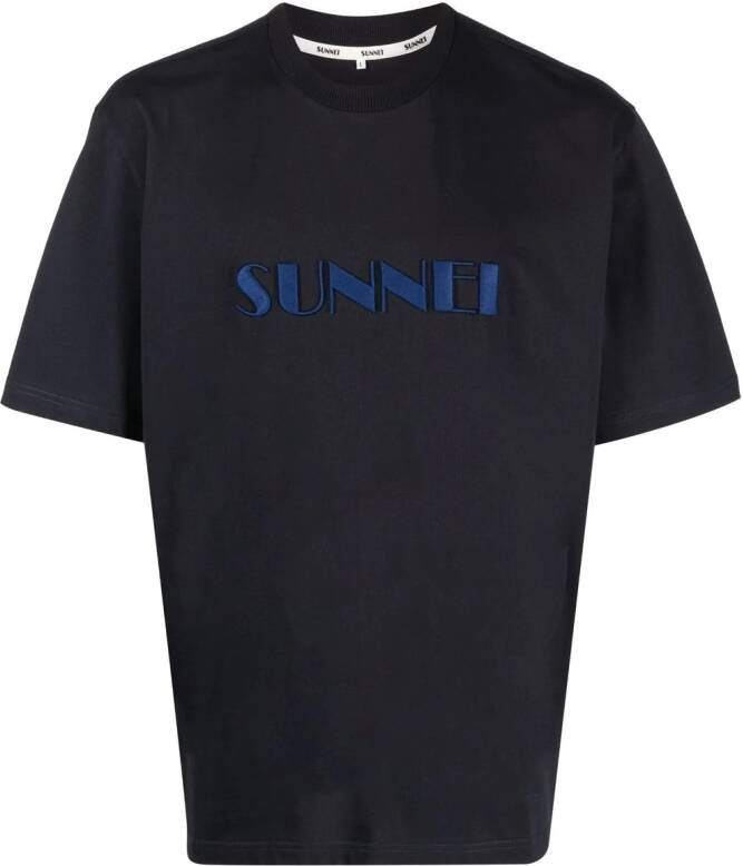 Sunnei T-shirt met geborduurd logo Blauw