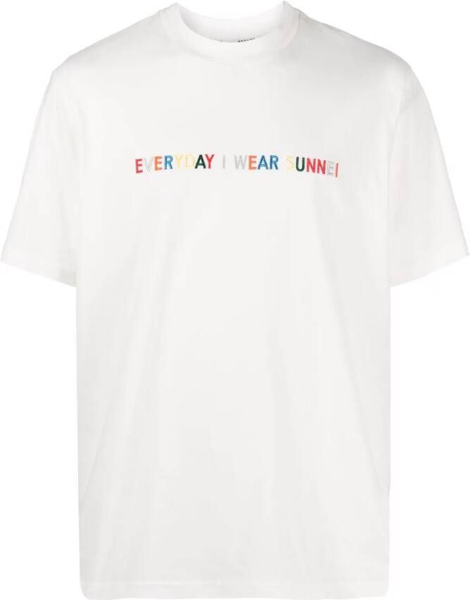Sunnei T-shirt met geborduurde tekst Wit