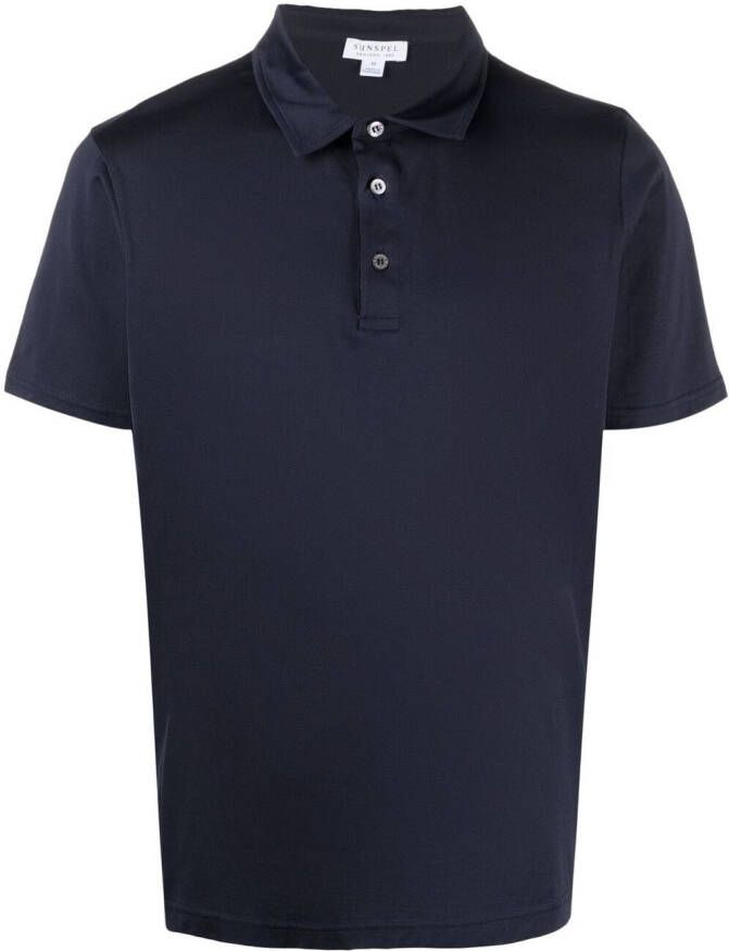 Sunspel Effen poloshirt Blauw