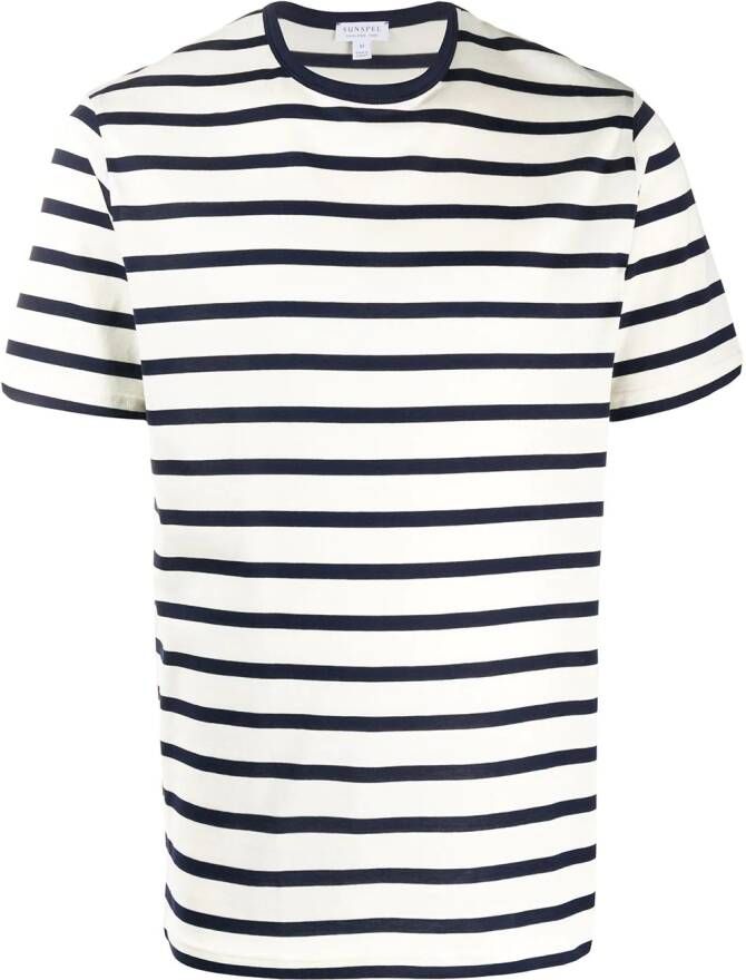 Sunspel Gestreept T-shirt Blauw