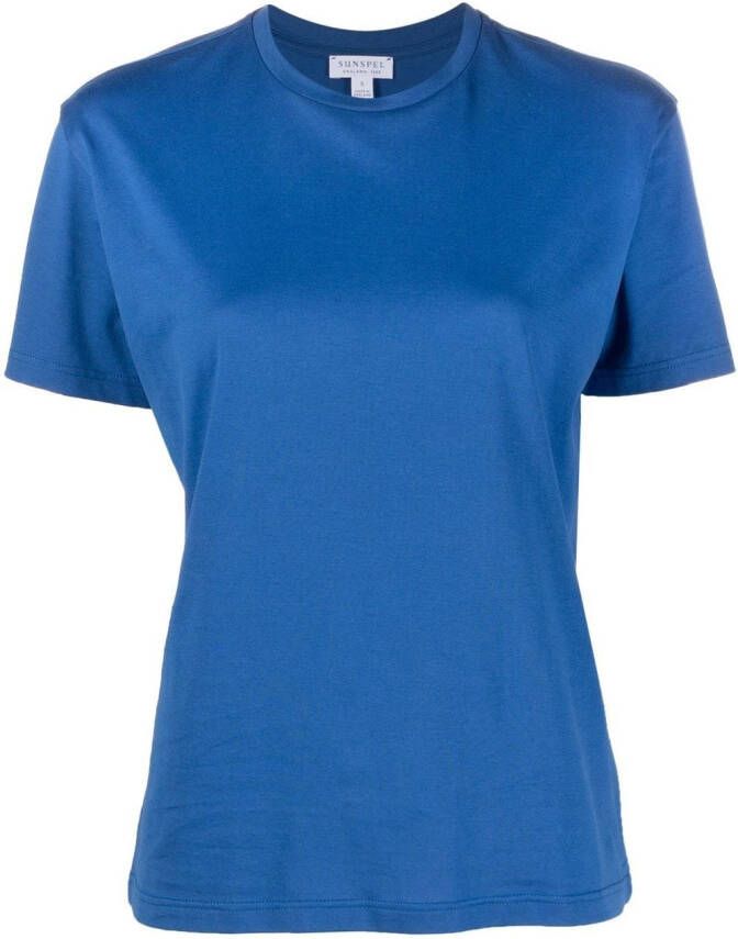 Sunspel T-shirt met ronde hals Blauw