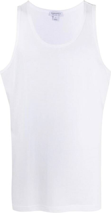 Sunspel Top met diepe ronde hals Wit