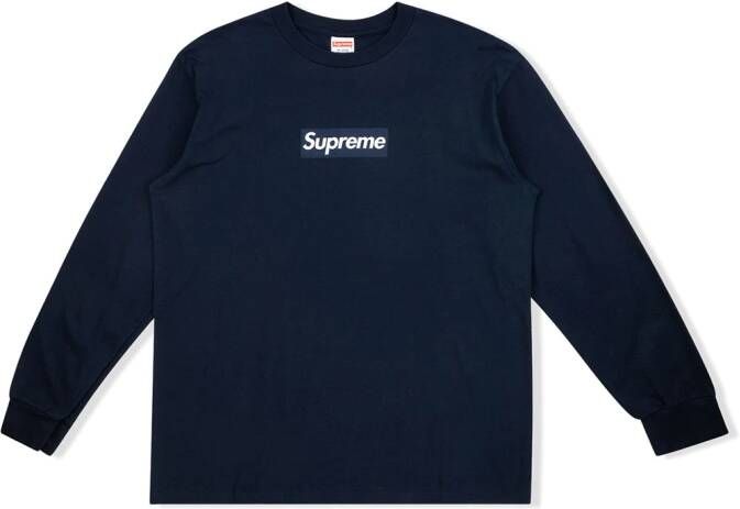 Supreme T shirt met logo heren katoen L Blauw