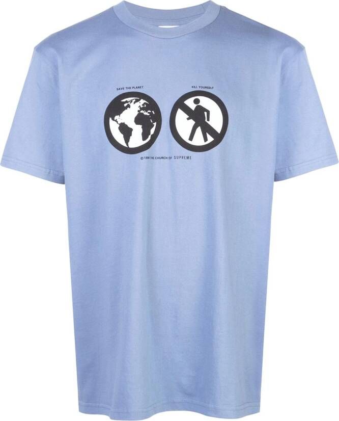 Supreme T-shirt met tekst Blauw