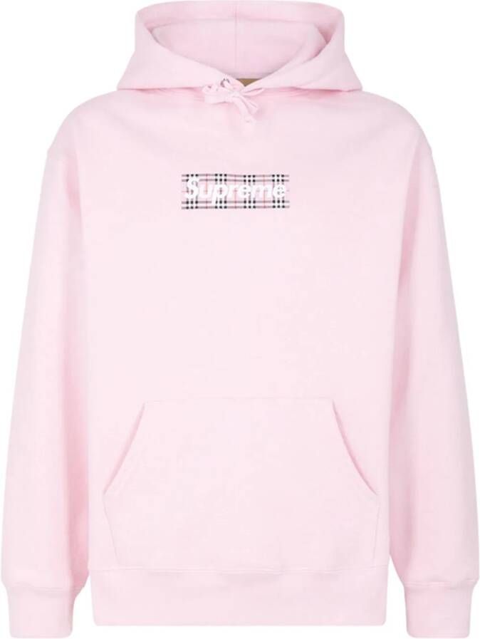 Supreme x Burberry hoodie met logo Roze