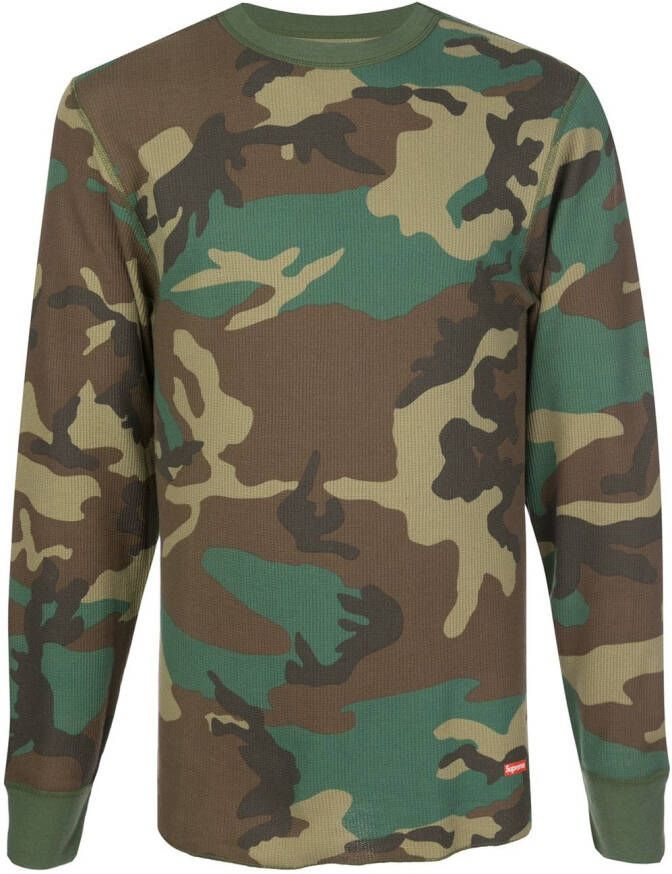 Supreme x Hanes thermosshirt met camouflageprint Groen