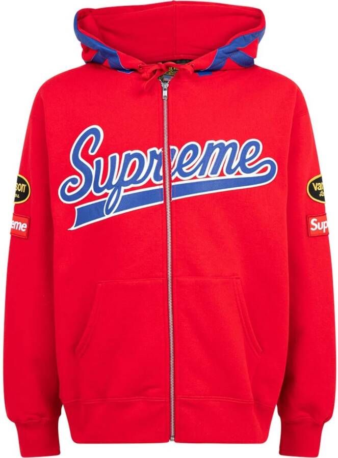 Supreme x Hanson Leathers hoodie met rits Rood