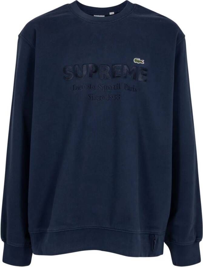 Supreme x Lacoste sweater met ronde hals Blauw