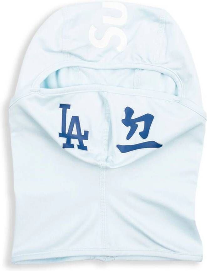 Supreme x MLB Kanji Teams "Los Angeles Dodgers Pale Blue" lightweight balaclava Blauw