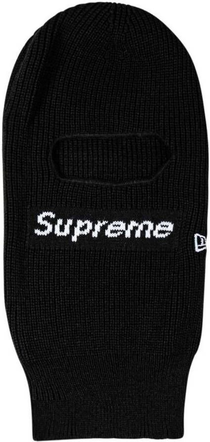 Supreme x New Era bivakmuts met logo Zwart
