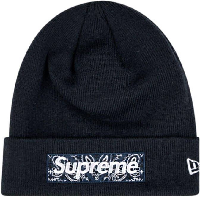 Supreme x New Era muts met logo Blauw