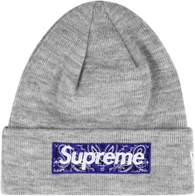 Supreme x New Era muts met logo Grijs