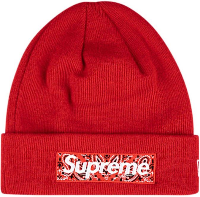 Supreme x New Era muts met logo Rood