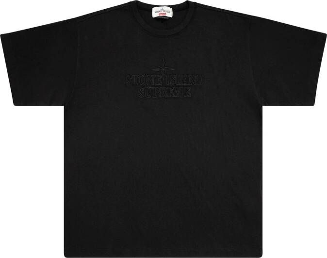 Supreme x Stone Island T-shirt met logo Zwart