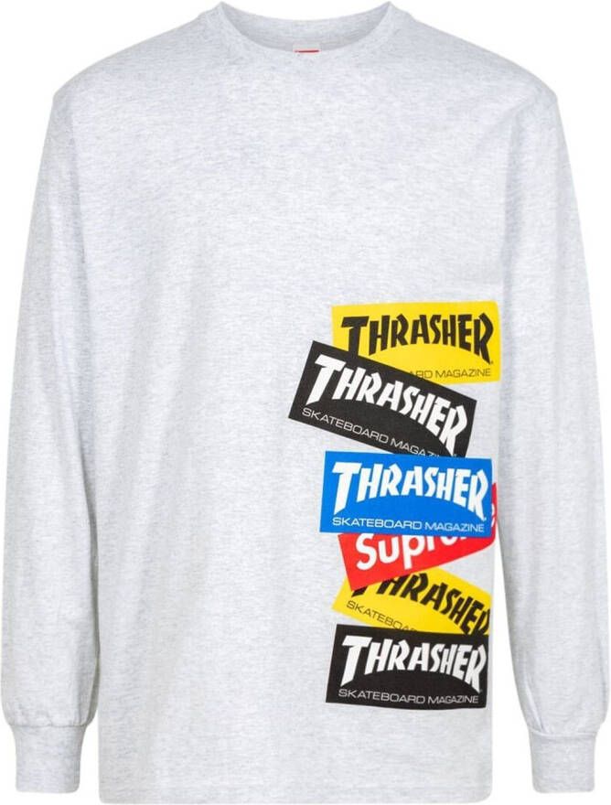 Supreme x Thrasher T-shirt met logo Grijs