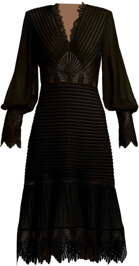 Tadashi Shoji Jurk met bloemenkant Zwart