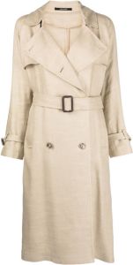 Tagliatore belted notched-lapels trench coat Beige