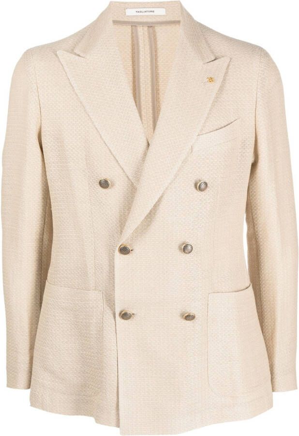 Tagliatore Blazer met dubbele rij knopen en puntige revers Beige