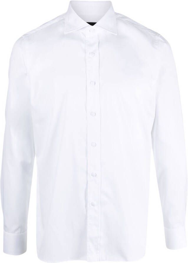 Tagliatore Overhemd met uitgesneden kraag Wit