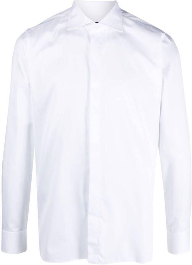 Tagliatore Overhemd met uitgesneden kraag Wit