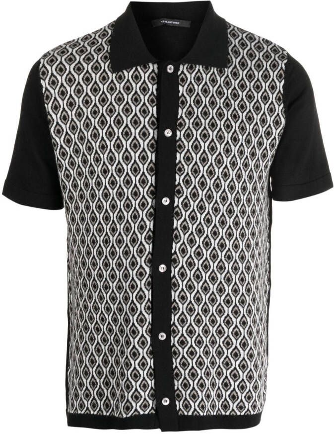 Tagliatore Poloshirt met geometrische print Zwart