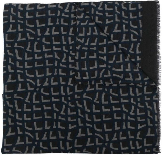 Tagliatore Sjaal met monogramprint Blauw
