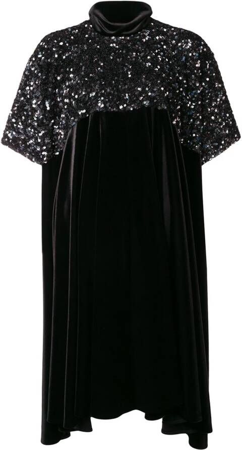 Talbot Runhof gepailletteerde jurk met asymmetrische zoom Zwart