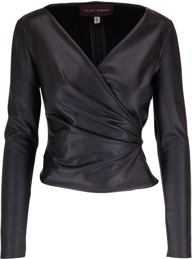 Talbot Runhof Blouse Wikkeljurk met lange mouwen Zwart