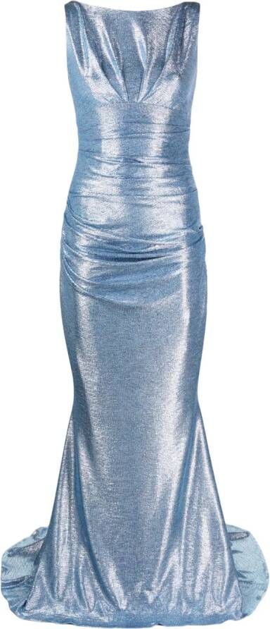 Talbot Runhof Metallic avondjurk Blauw