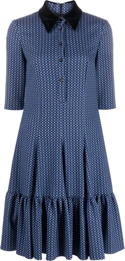 Talbot Runhof Midi-jurk met jacquard Blauw