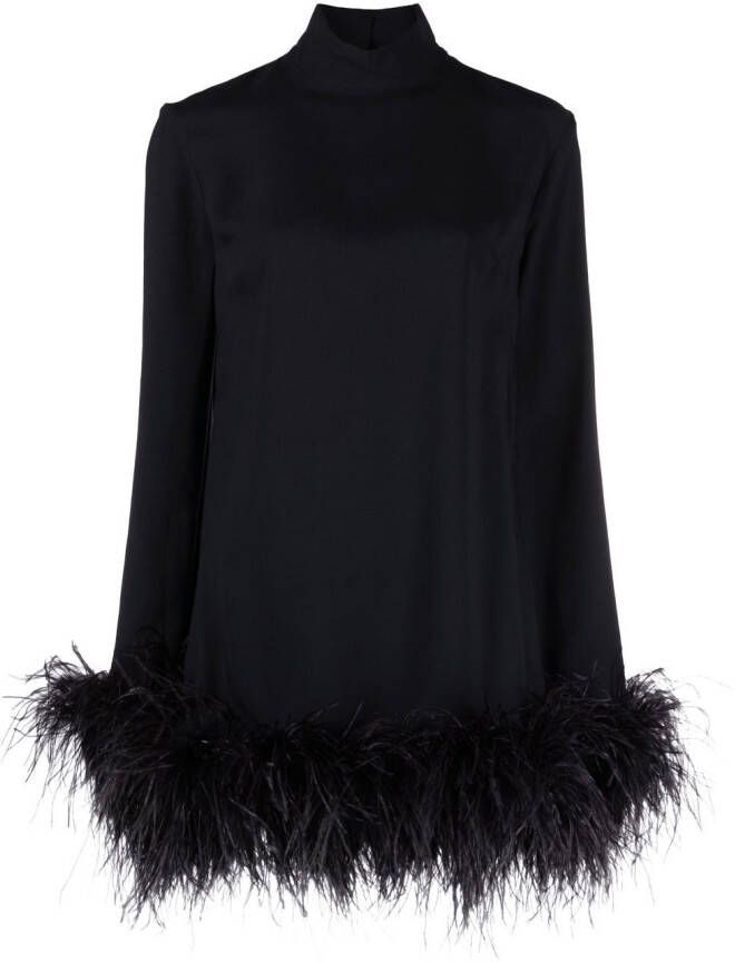 Taller Marmo Mini-jurk met veren afwerking Zwart