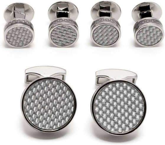 Tateossian Disc manchetknopen en studs Zilver