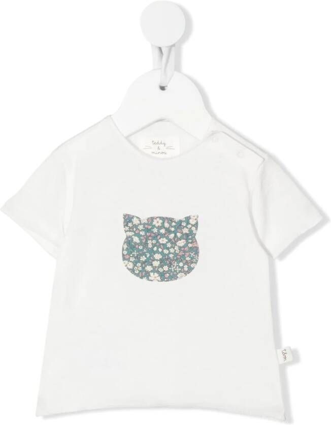 TEDDY & MINOU T-shirt met bloe print Wit