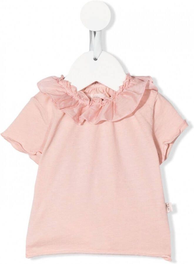 TEDDY & MINOU T-shirt met ruchekraag Roze