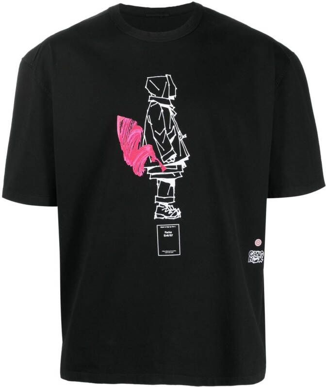 Ten C T-shirt met grafische print Zwart