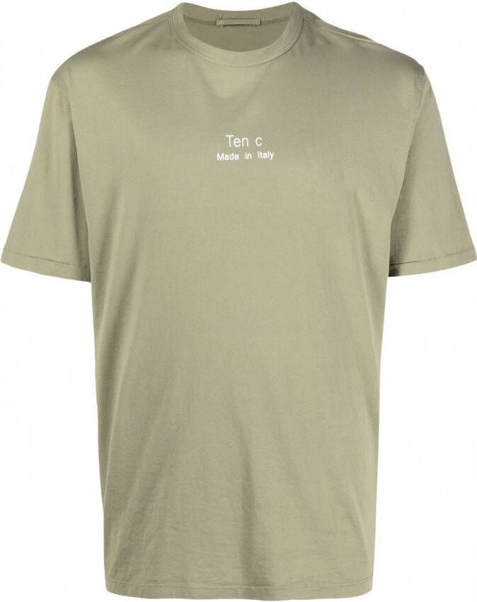 Ten C T-shirt met logoprint Groen