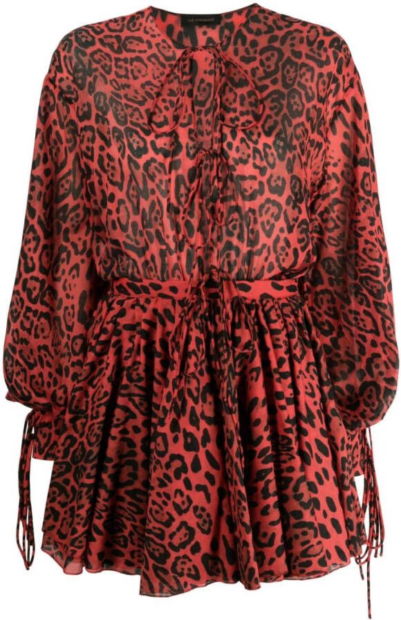 THE ANDAMANE Mini-jurk met luipaardprint Rood