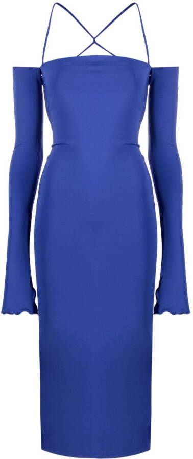 THE ANDAMANE Off-shoulder midi-jurk Blauw