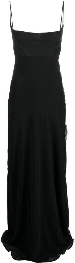 THE ANDAMANE Maxi-jurk met open rug Zwart