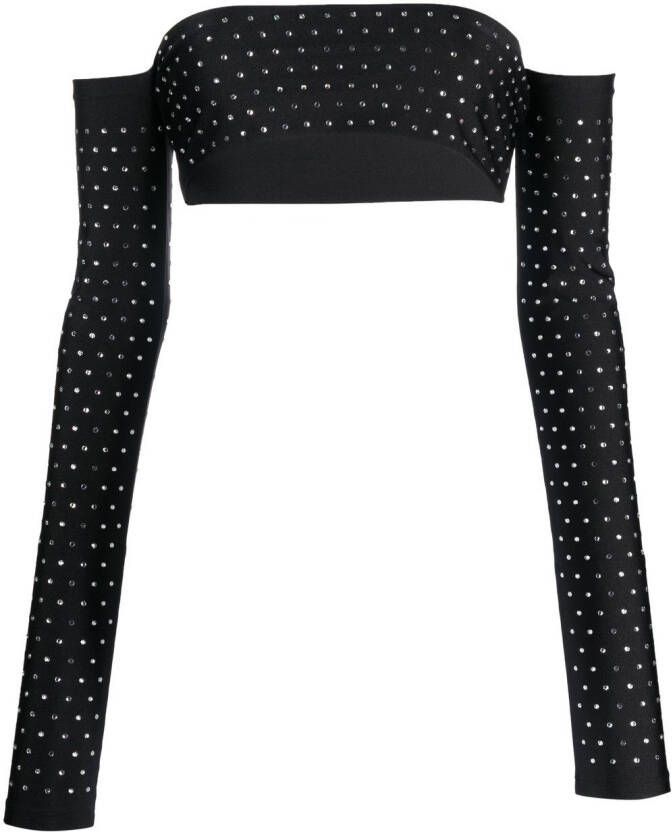 THE ANDAMANE Cropped top versierd met stras Zwart