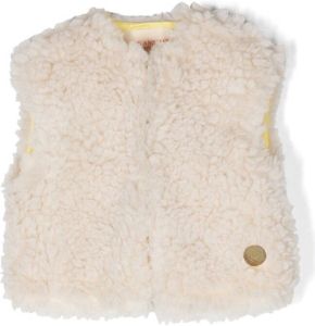 The Animals Observatory faux-shearling logo-plaque gilet Wit