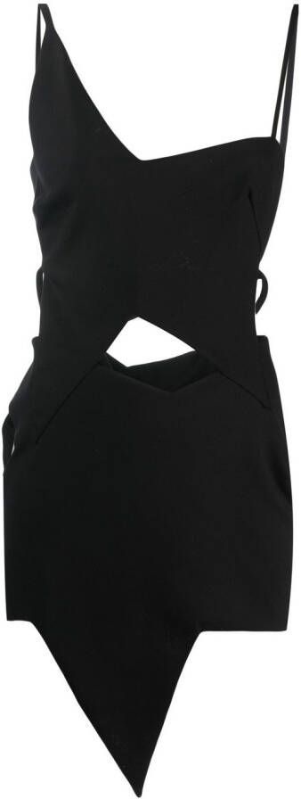 The Attico Asymmetrische mini-jurk Zwart