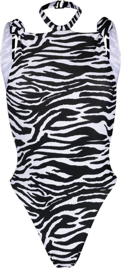 The Attico Badpak met luipaardprint Zwart