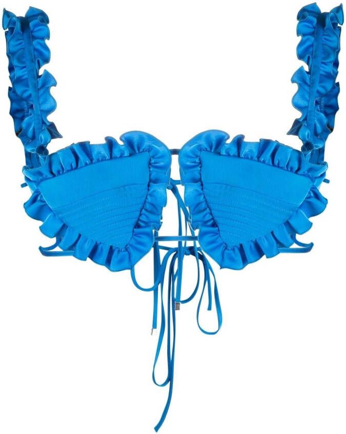 The Attico Bralette met ruche Blauw