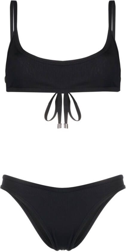 The Attico Fijngeribbelde bikini Zwart
