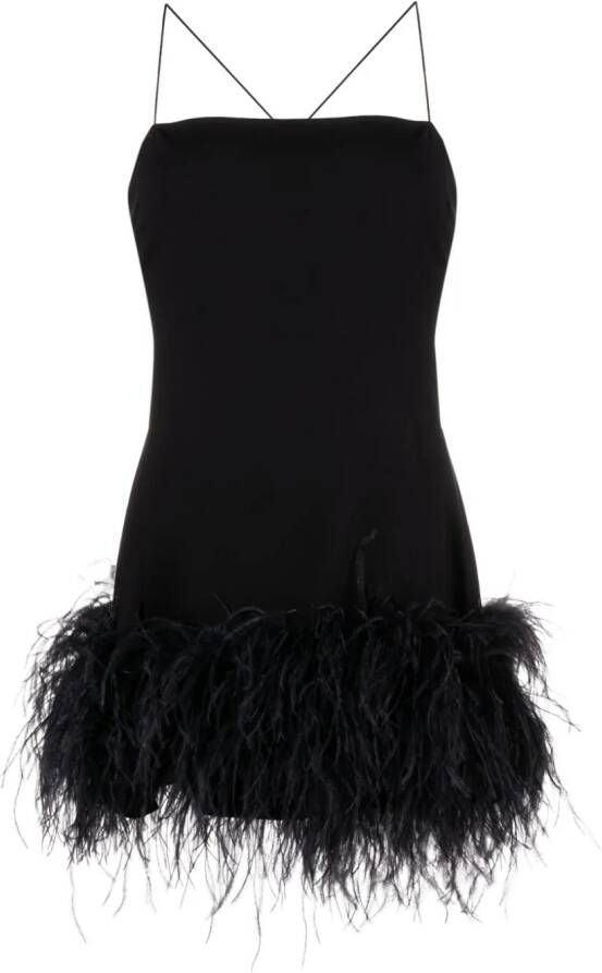 The Attico Mini-jurk met veren afwerking Zwart