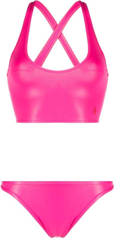 The Attico Bikini met geborduurd logo Roze