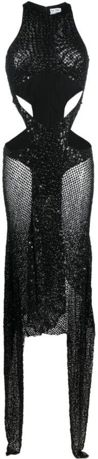 The Attico Midi-jurk verfraaid met pailletten Zwart