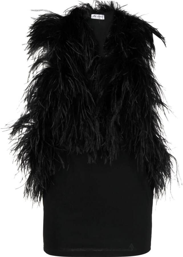 The Attico Mini-jurk met veren Zwart