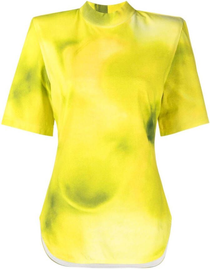 The Attico T-shirt met tie-dye print Geel